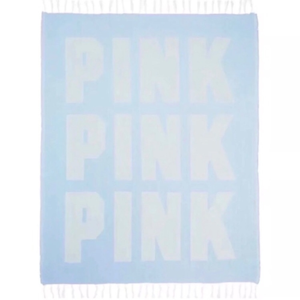 🆕 PINK LOGO BLUE BEACH THROW